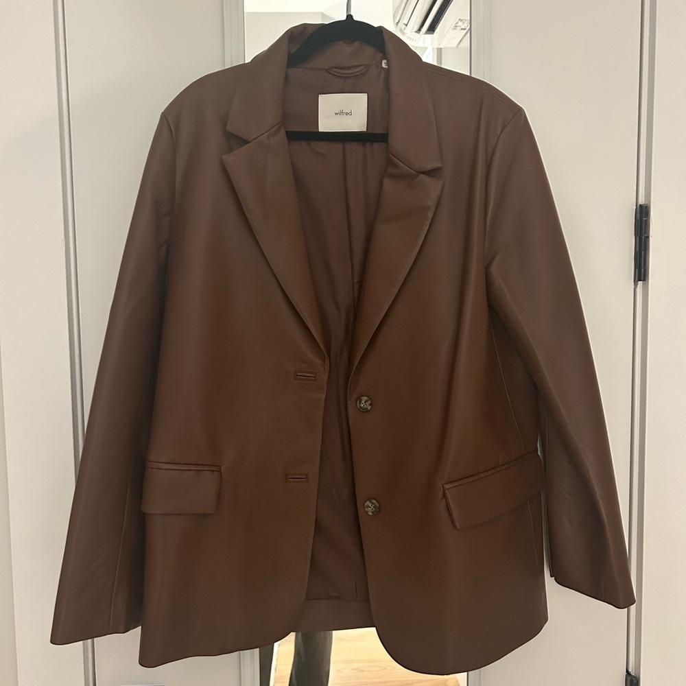 Aritzia Leather Brown Blazer